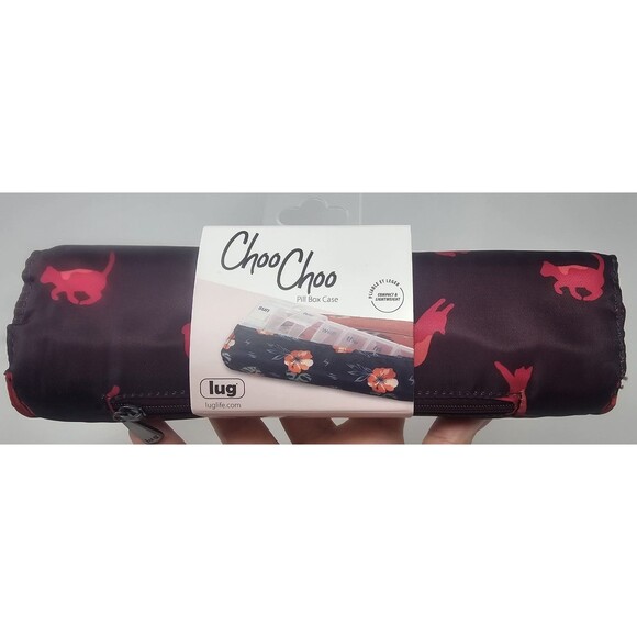Lug Choo Choo Pill XL Organizer Case Cats Orchid 7 Daily Compartments 9"x3" NEW - Picture 2 of 10